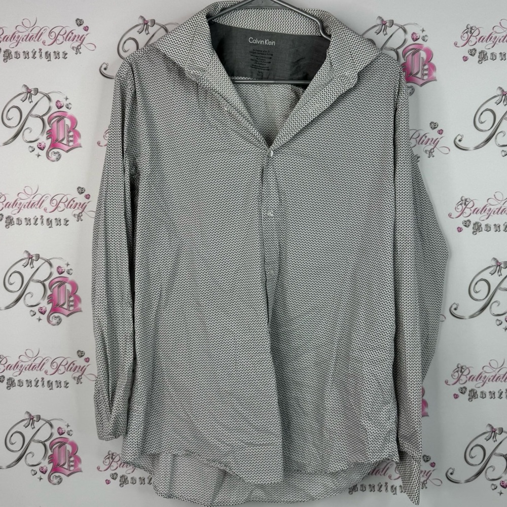 Calvin Klein Men's button up extreme slim fit geometric Light Gray Shirt Jacket